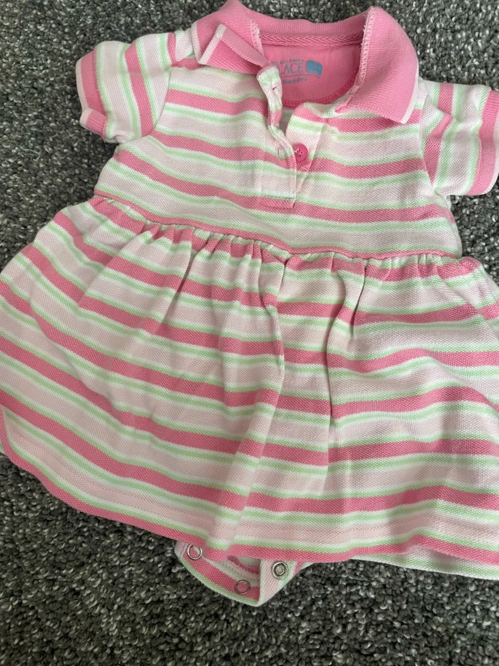 The Children's Place Pink Polo Dress Set - Hot Pink & Light Pink/White Stripe